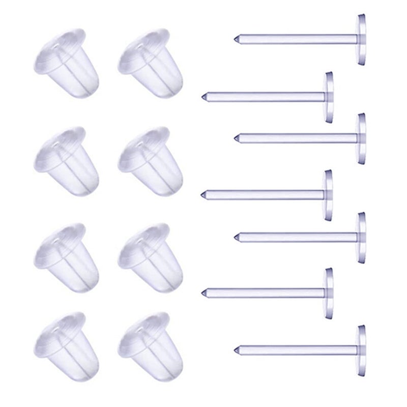 DSOMHZ Plastic Earrings,Clear Plastic Earrings Clear Earrings Plastic Post Earrings Plastic Earring Posts and Earring Backs Silicone Earrings Clear Stud Earrings 100 Pairs Back Earrings and Blank Pins Stud - Image 1